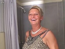 Naughty Dutch housewife playing with her wet pussy