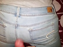 Large load of cum on wifes jeans