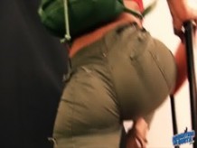 Big Ass Bruette Milf! Tight Pants Exposing Cameltoe, Busty!