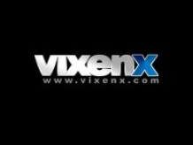 vixenx - Sexy brunette gives stockings footjob and fucks on massage table