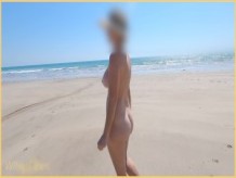 exhibicionista esposa playa voyeur 4k | Totalmente Desnudo | esposa hace