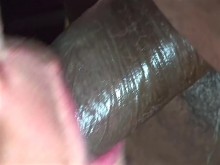 Tragar y atragantarse con un montón de esperma - Polla negra masturbándose con semen en mi boca, gorda mamada de bbw