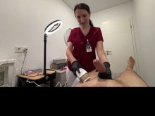 Láser en bolas, polla en la garganta